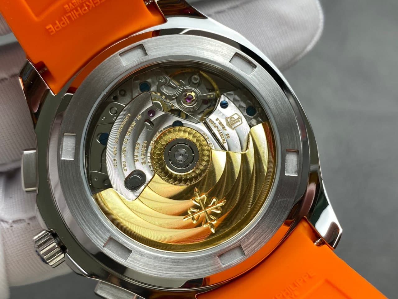 Patek Philippe Aquanaut Chronograph–Style Watch – Black Dial & Orange Strap
