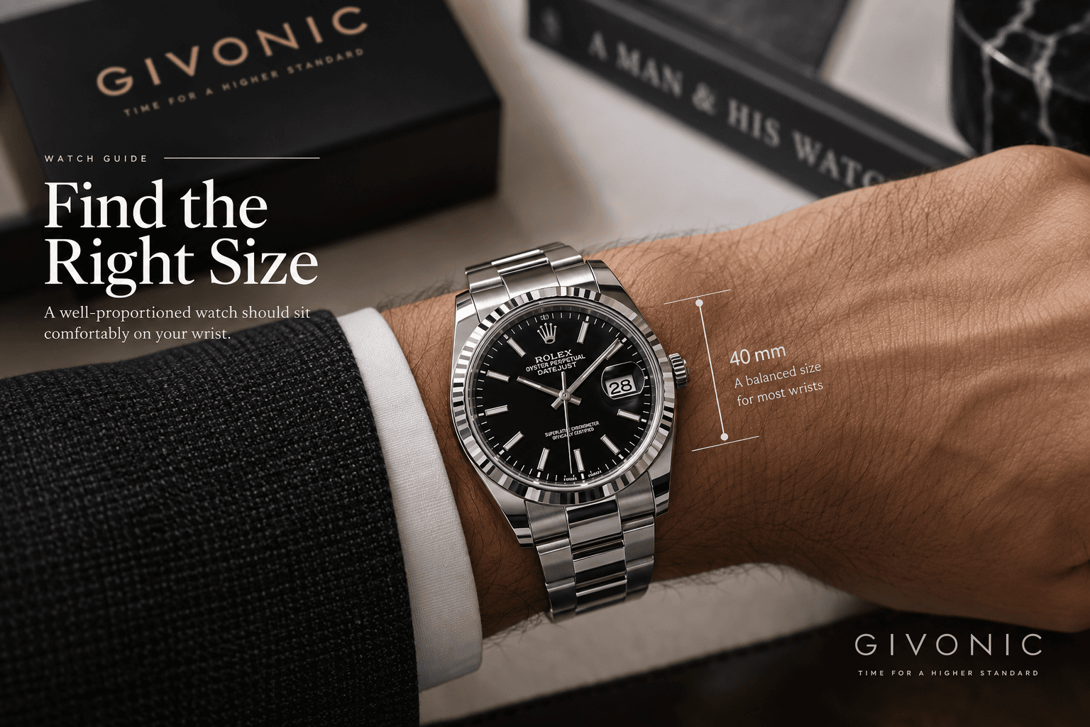 Luxury wristwatch displayed on a clean neutral background, showing the case, dial, bracelet and refined finishing details.
