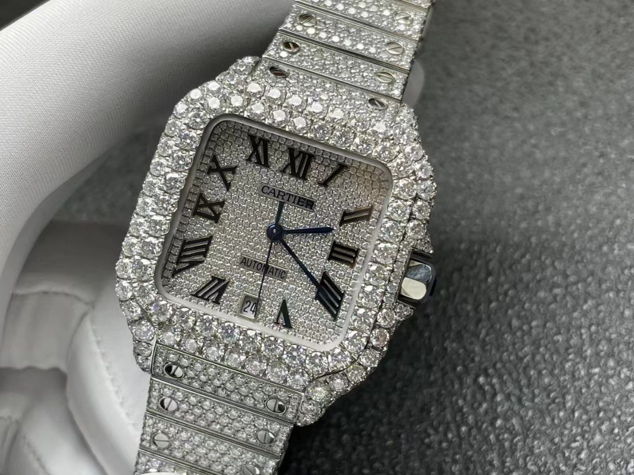 CARTIER Santos 40mm Full VVS Moissanite diamond